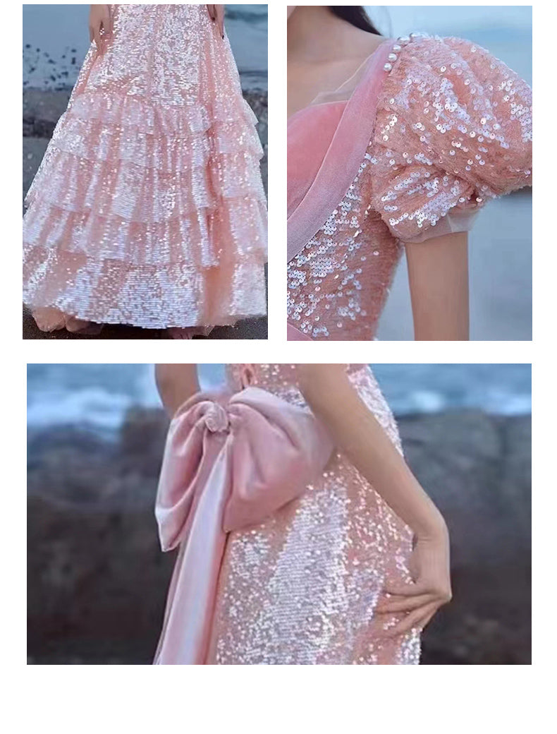 Robe de soirée rose pour les femmes de luxe haut de gamme