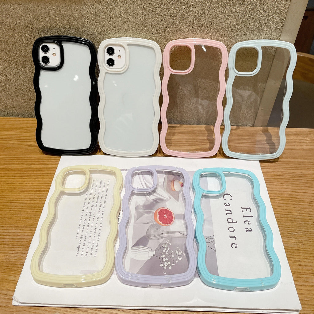 Couverture de cas Wave Border Solid Color Phone
