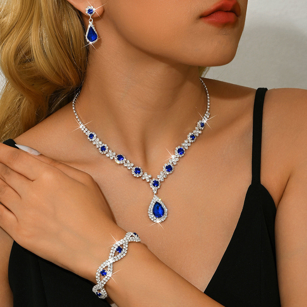 Bijoux de mariée femmes ensemble européen et américain cristal goutte d'eau
