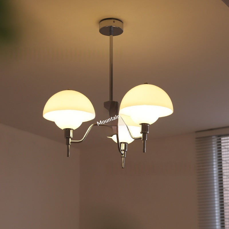White Cream Champignon Salon Chandelier Lampe du milieu du siècle