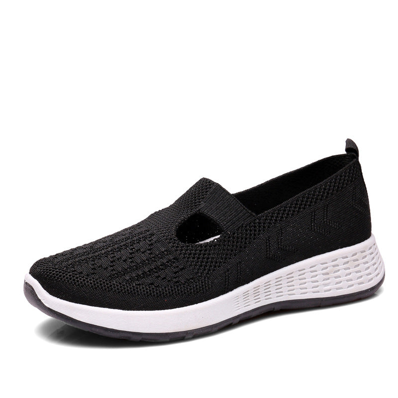Vieux Beijing Cloth Chaussures Femmes Shallow Bouche Mesh Respirant Non-dérapant Soft Bottom Slip-on