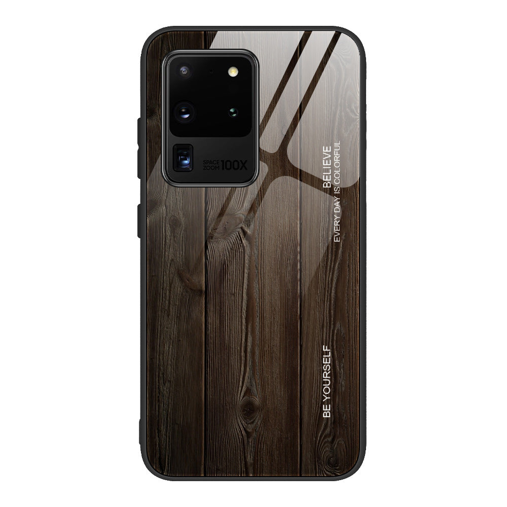 Boîtier de téléphone en verre trempé grain de bois