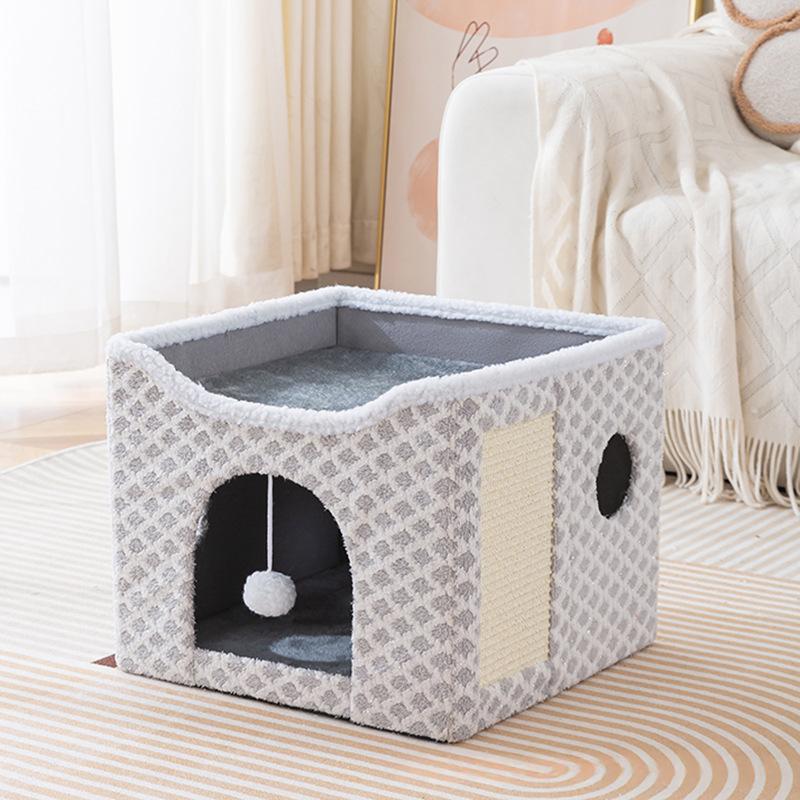 Lit de chat pliable avec peluche douce pour la chaleur