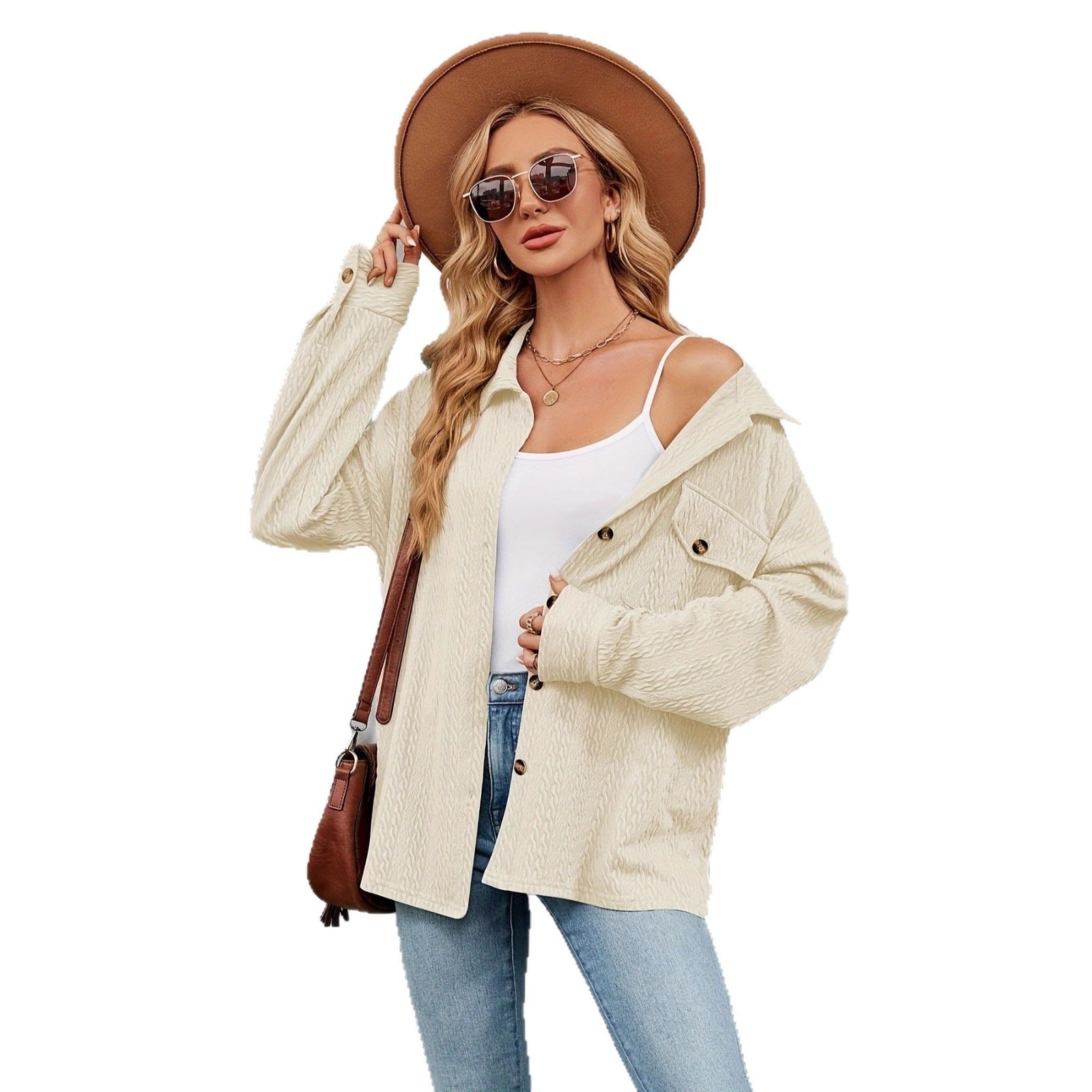 Veste tweed française pour femme Automne Hiver Casual Solid Color Button Pocket Coat