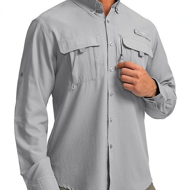 Men's long-sleeved collared shirt