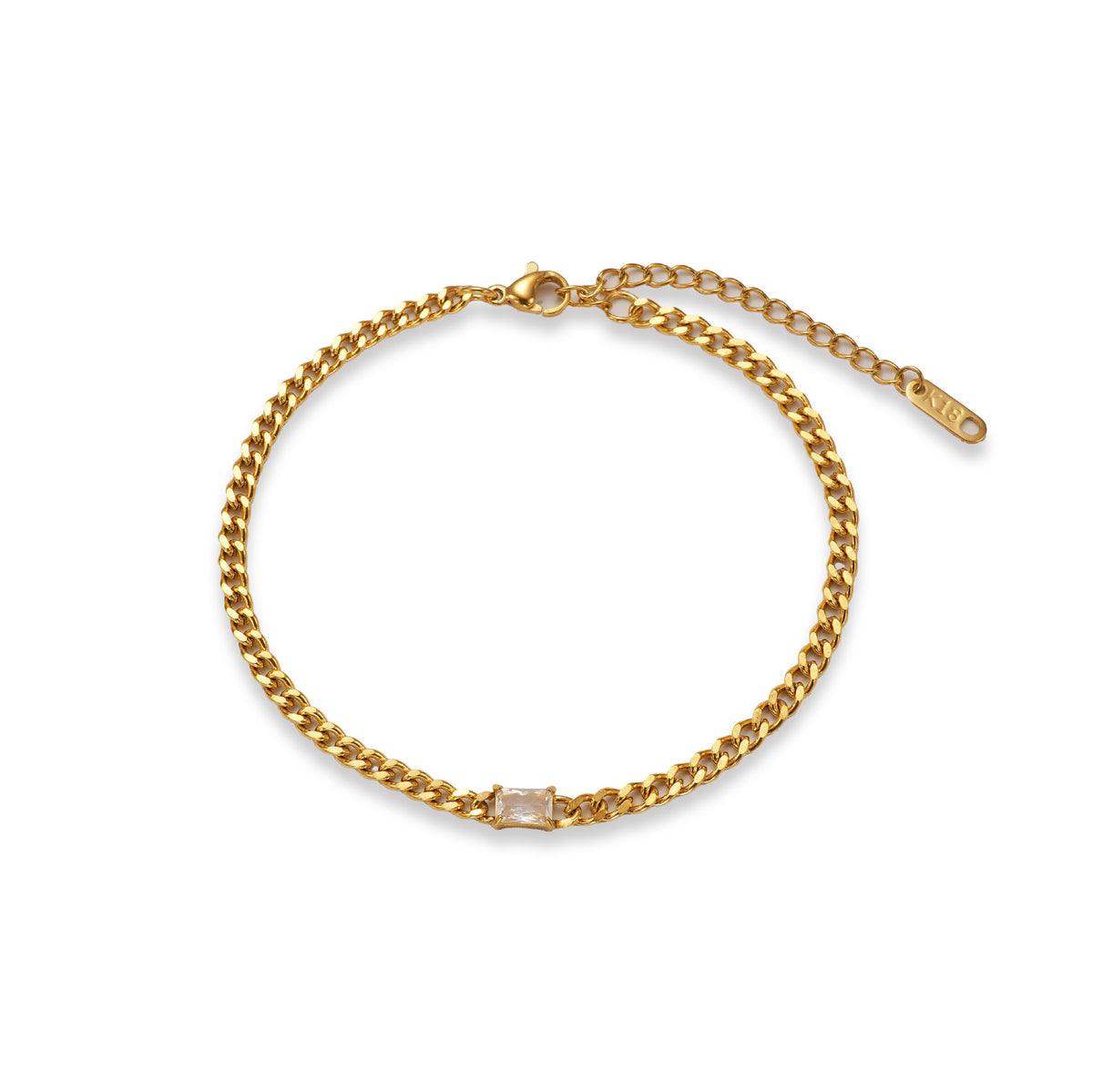 Fashion Titanium Steel Matte Chaîne Eau Drop Zircon Bracelet Set