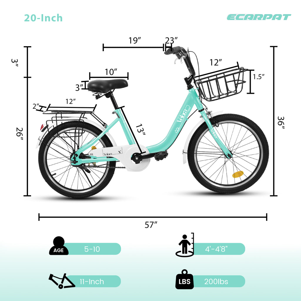 A20182 Vélo enfant de 20 pouces pour garçons et filles