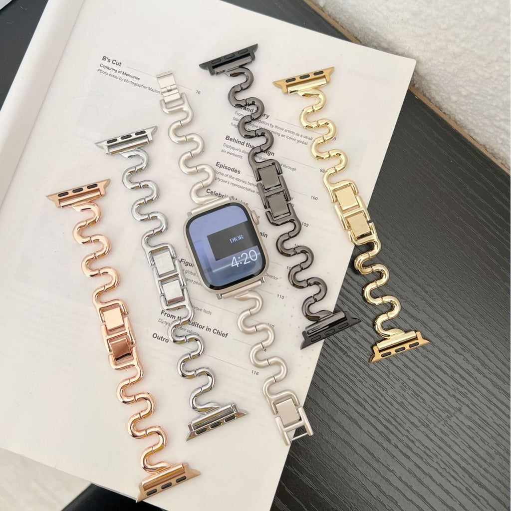 Bande de montres intelligentes Bent Metal Bracelet en forme de S