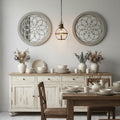 2 Pack Miroir mural en bois rond rustique