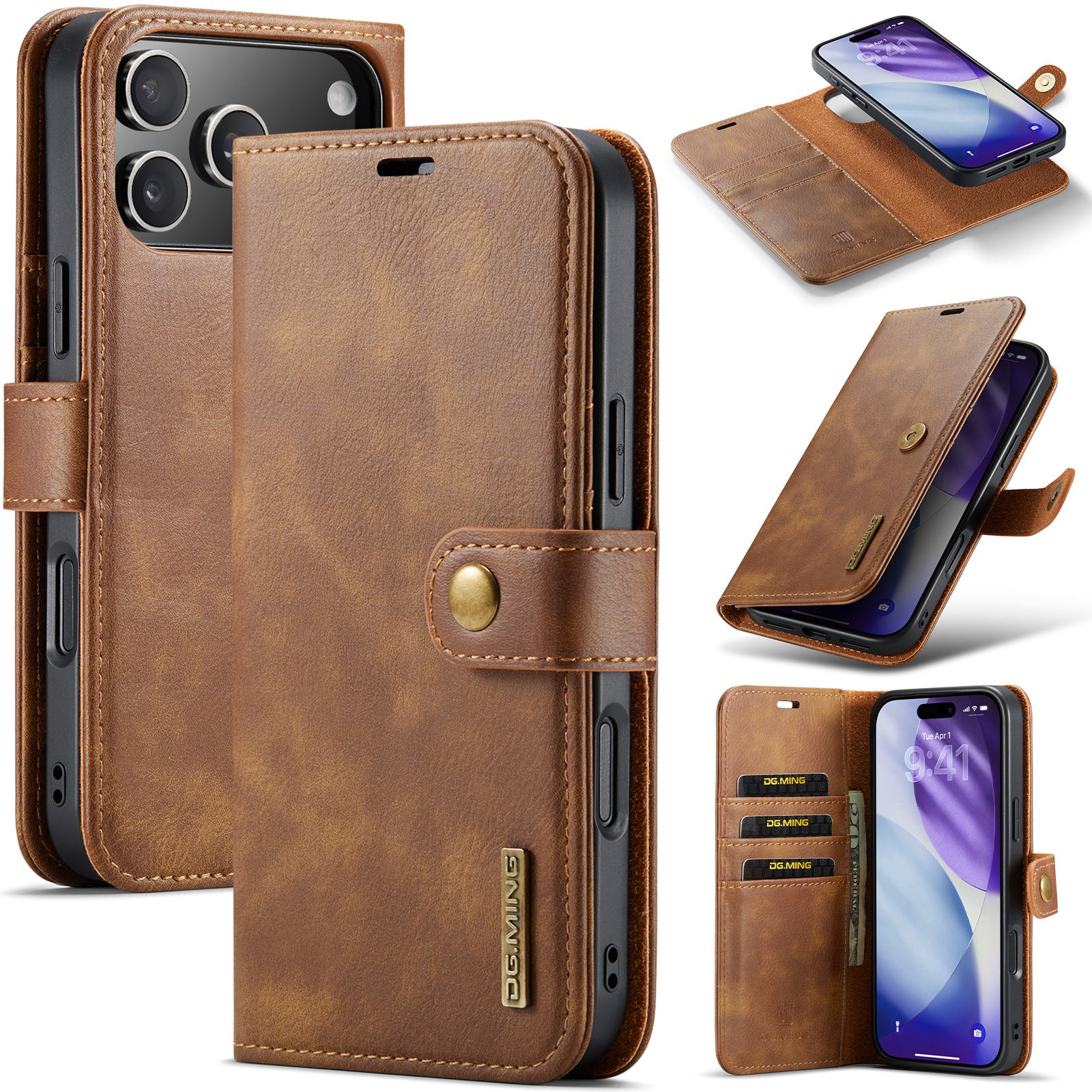 Flip-style carte fente Magnetic-clip Double usage en cuir synthétique cas de téléphone