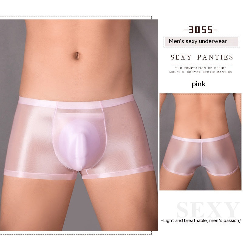 Huile Glossy U Convex Ultra-mince transparent homme confortable stretch Short