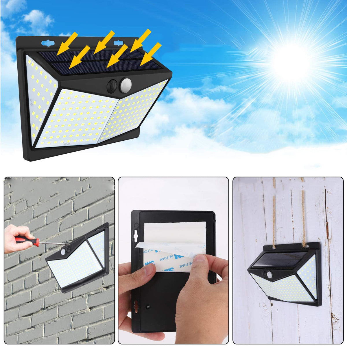 208LED Solar Wall Light Human Body Induction Garden Villa Landscape Lamp