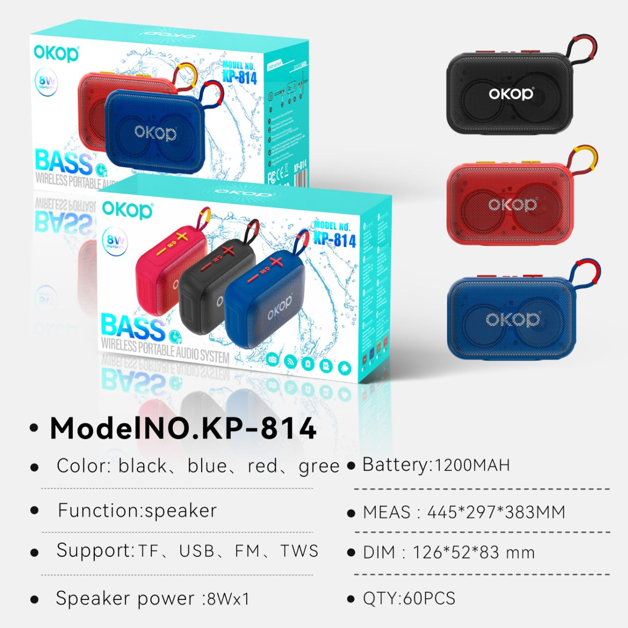 KP-814 Haut-parleur bluetooth extérieur portable avec lanyard meilleur choix de ventes Compact Desktop Speake