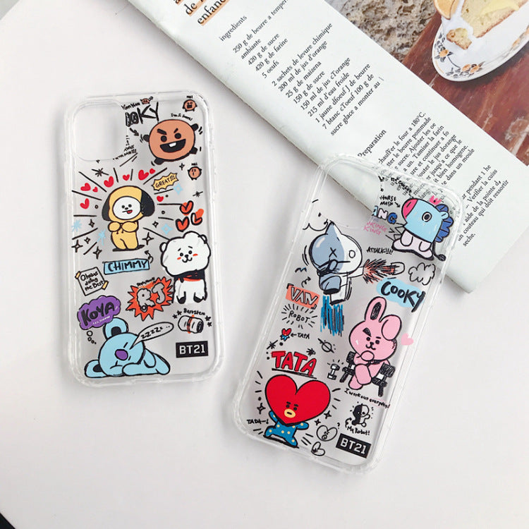 Caricature ours et lapin téléphone portable cas