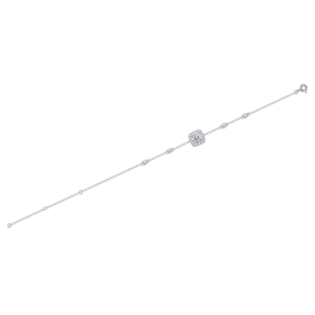 S925 Argent 2.2g 1ct Bracelet en halo moissanite