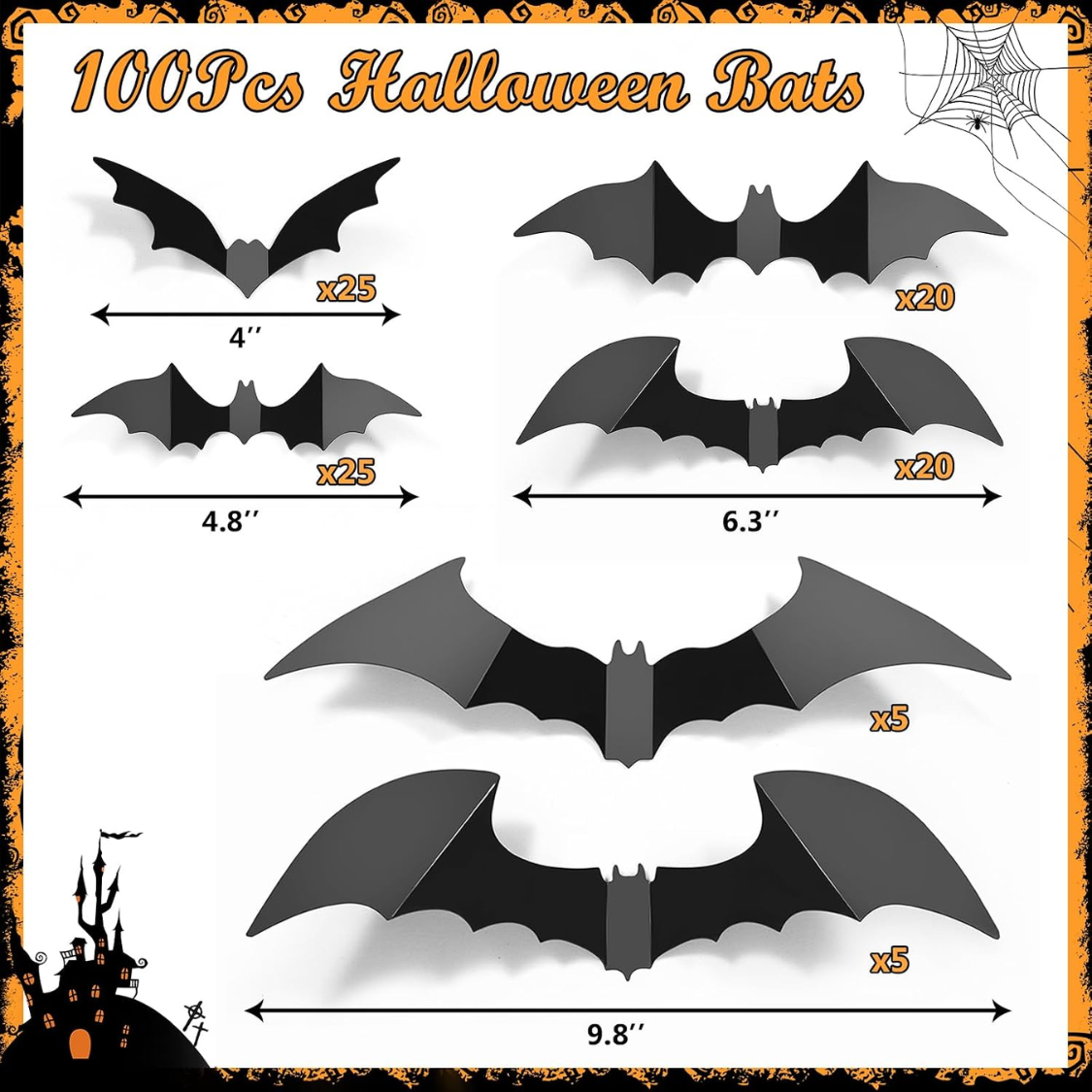 Stickers Mur en PVC pour Bats 3D