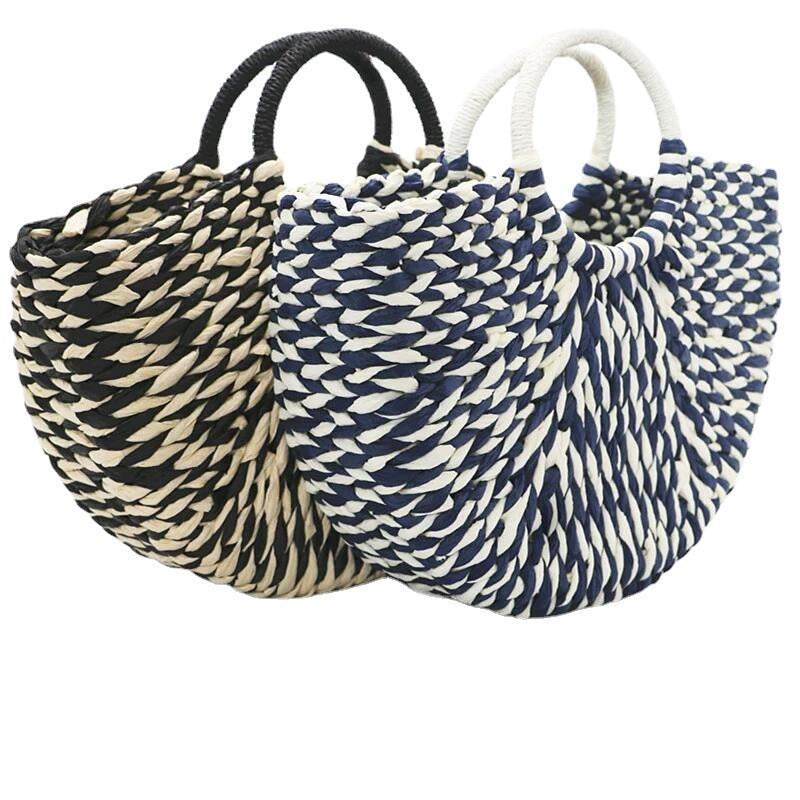 Sac à bandoulière tissé à la main avec double paille