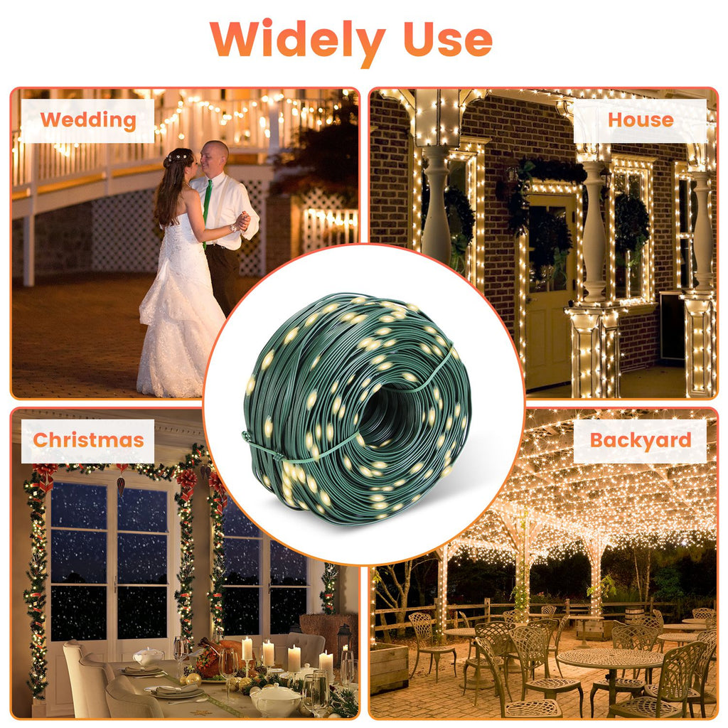 330FT String Lights Outdoor Christmas Decoration Lights With Remote IP44 Waterproof 8 Ligh
