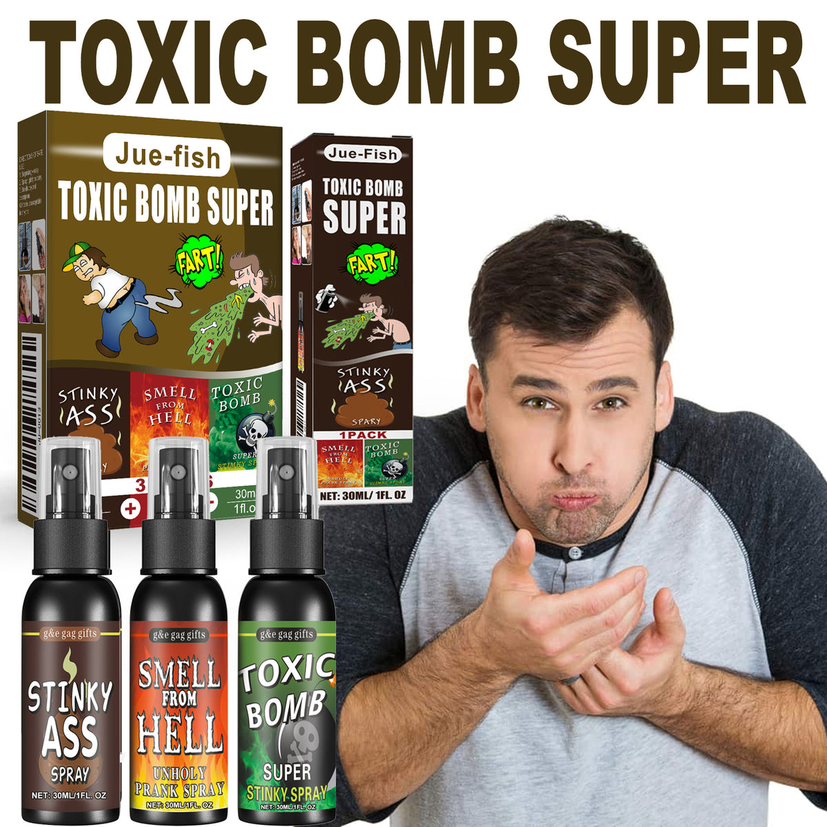 Funny Funny Toy Stink Entertainment Spray Avril Jour de la folie Trick Spray 3 pièces 1 Bo