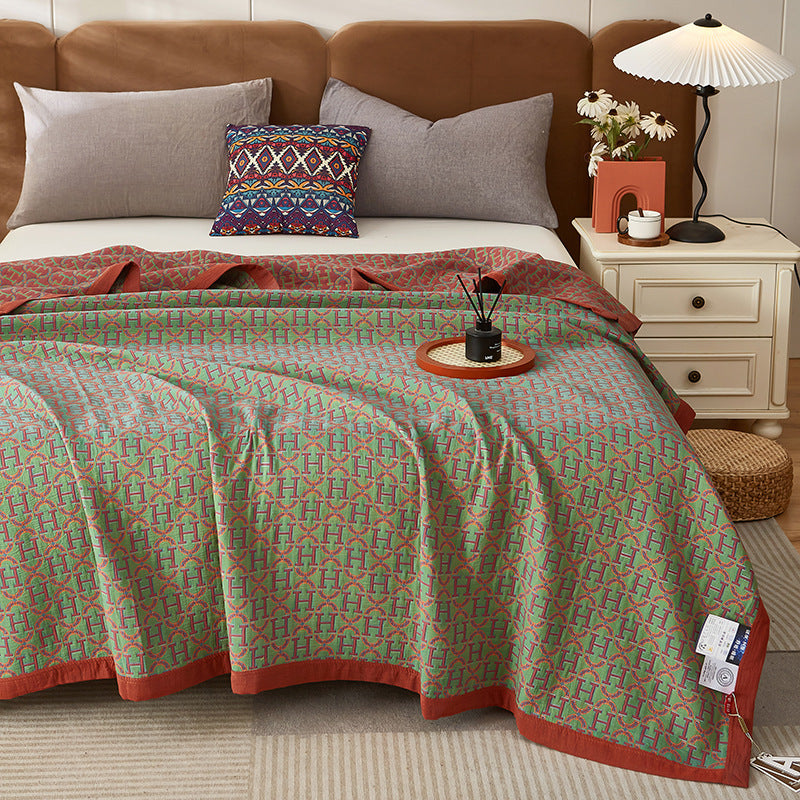 Pure Cotton Light Luxury Fil de trois couches Multi-fonctionnel Couverture Cotton Summer Qui