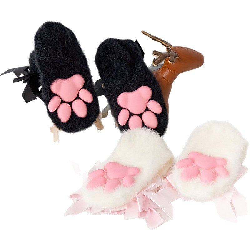 Chaussettes à griffe de chat 3D Femmes Fuite de corail Chaussettes mi-calf pour l'automne et l'hiver
