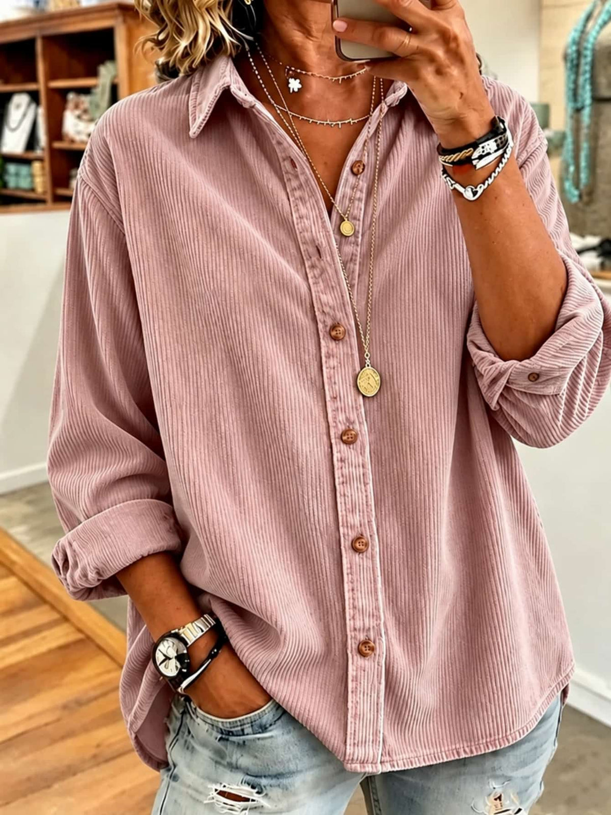 Chemise de cardigan à manches longues