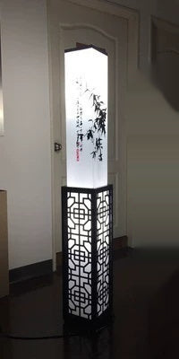 Lampadaire moderne chinois en bois massif dimmable LED