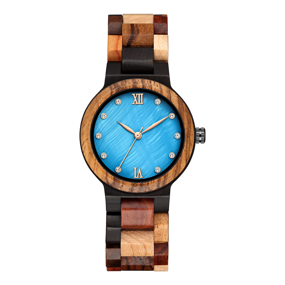 Simple Pearl Shell couleur bois montre dames