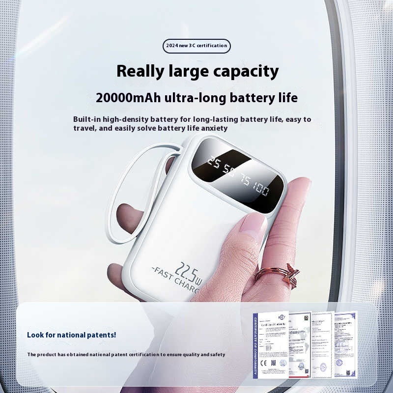 Compact and Portable High-Capacity Portable Power with Cable
