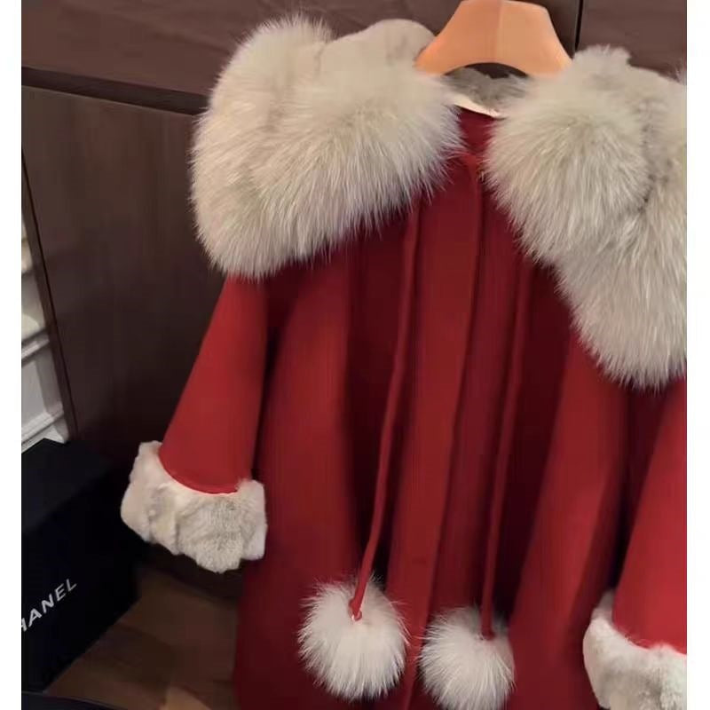 Manteau de laine de fourrure de renard d'hiver