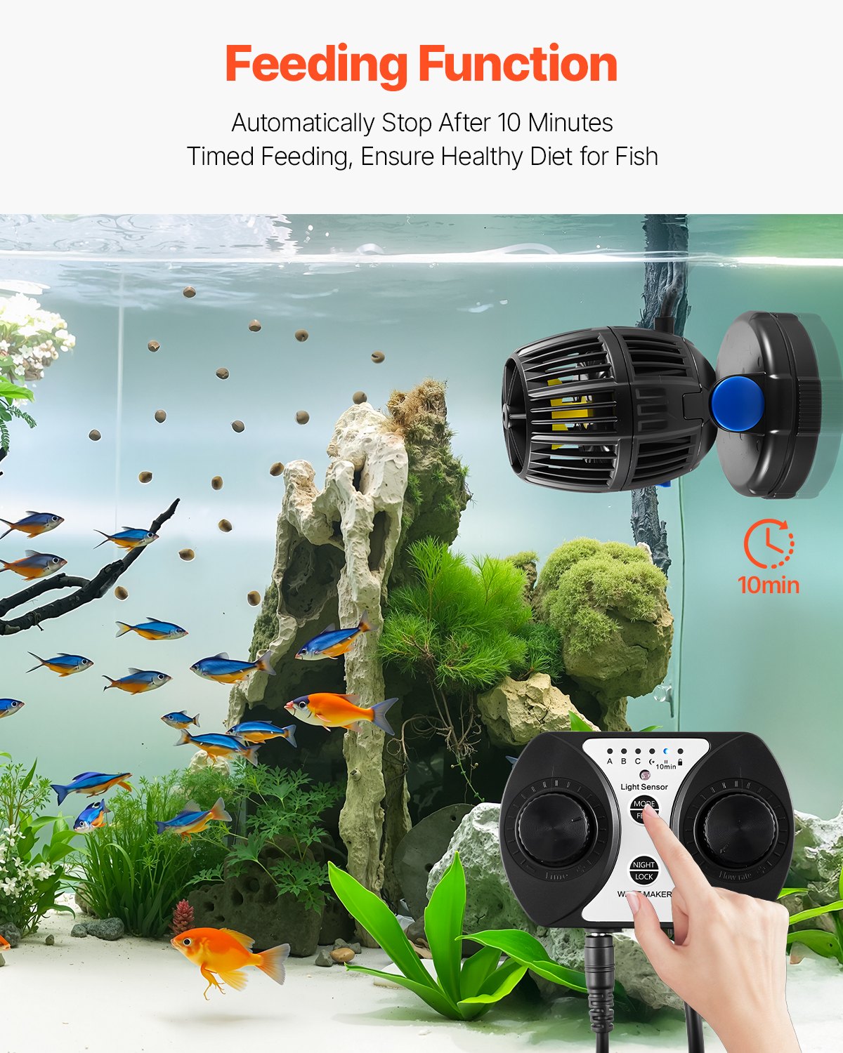 Aquarium Wave Maker avec contrôleur 10W DC 24V Powerhead avec base magnétique
