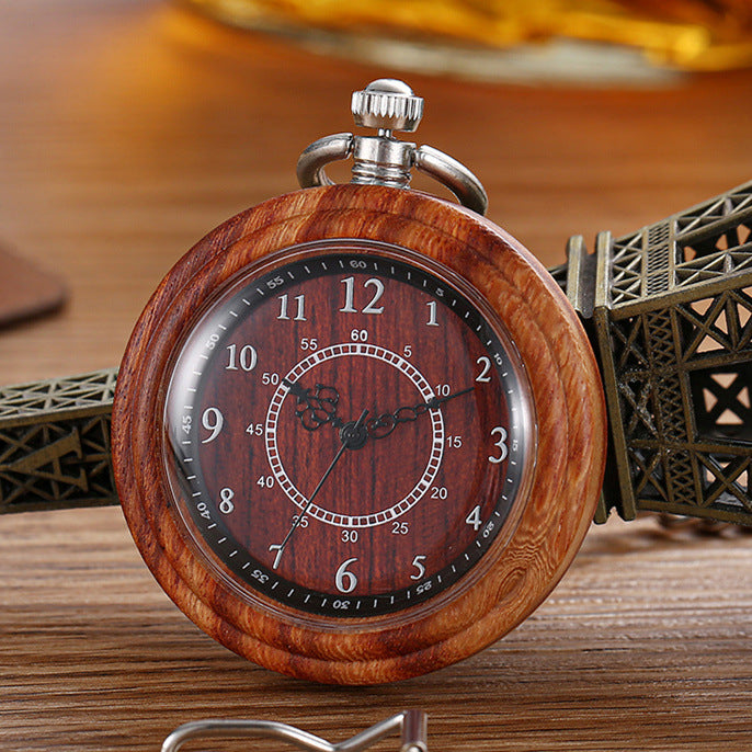 Montre de poche en bois de couleur bleue-verte