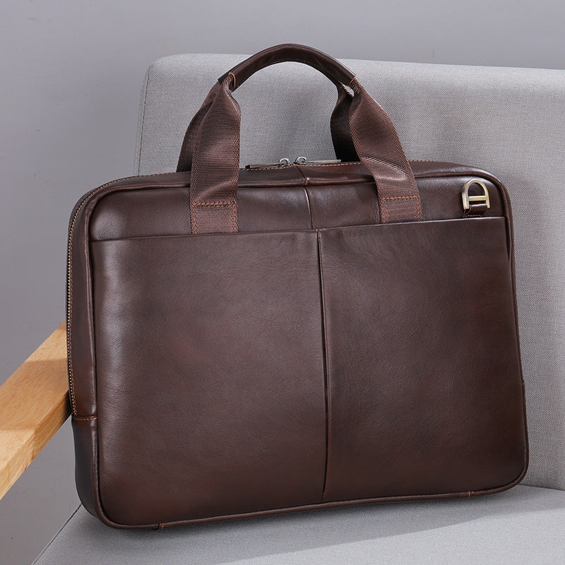 Cuir véritable Grande capacité mallette homme horizontale première couche ordinateur de vache Sto
