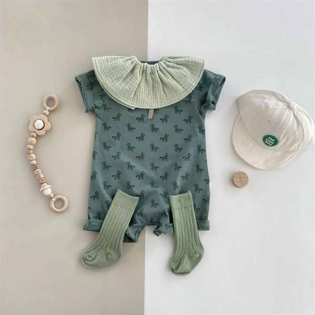 Jeu de manches courtes Romper court avec shorts à thème zèbre