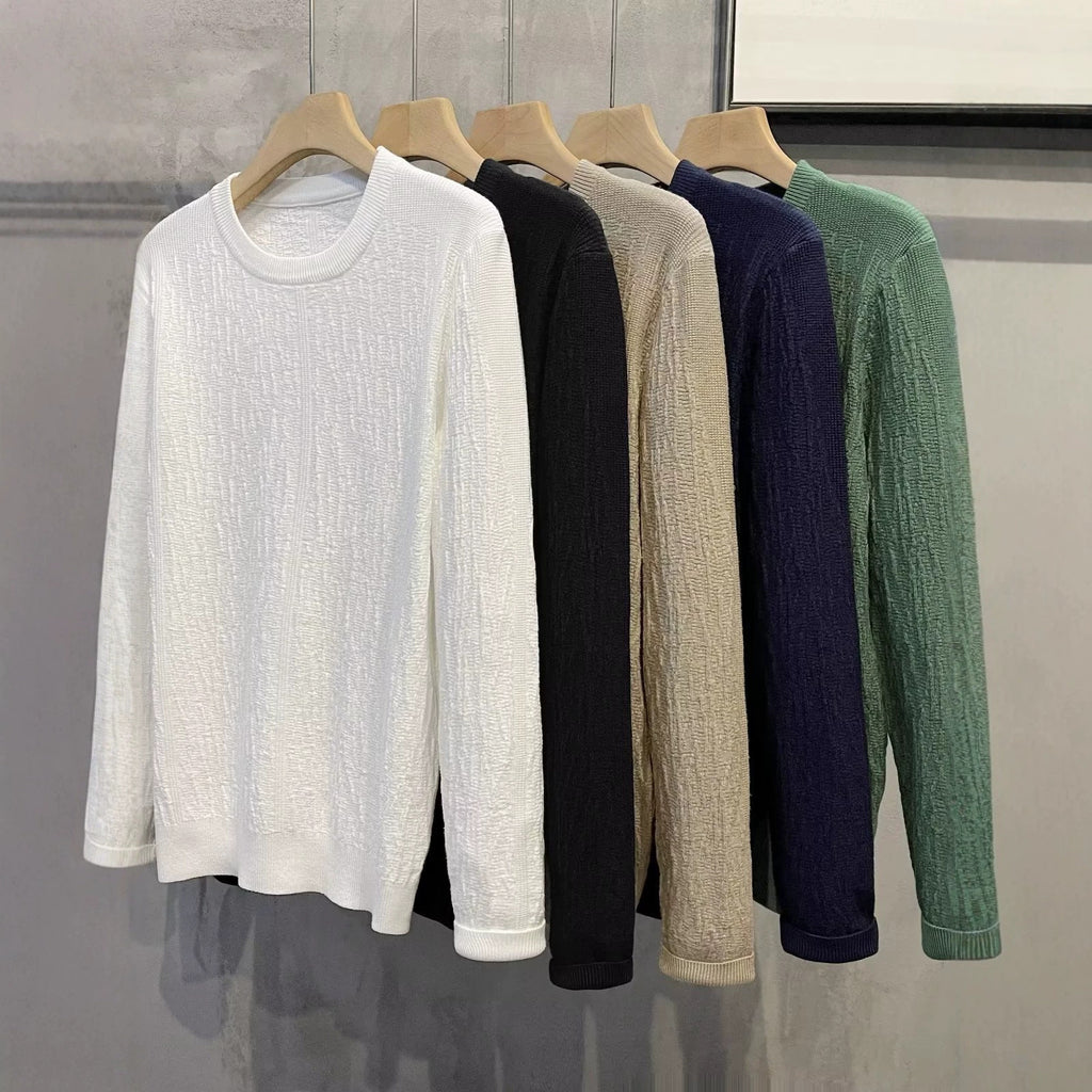 Chandail de base Jacquard à col solide pour hommes SpringAutomn