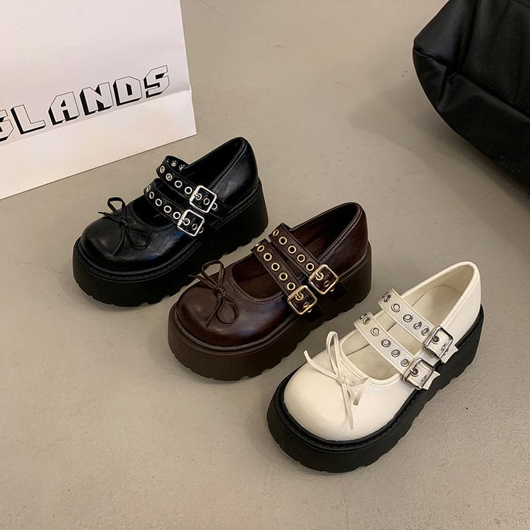 Retro Français Épaisseur Soled Shallow Bouche Chaussures Simples Pour Femmes Chaussures Mary Jane