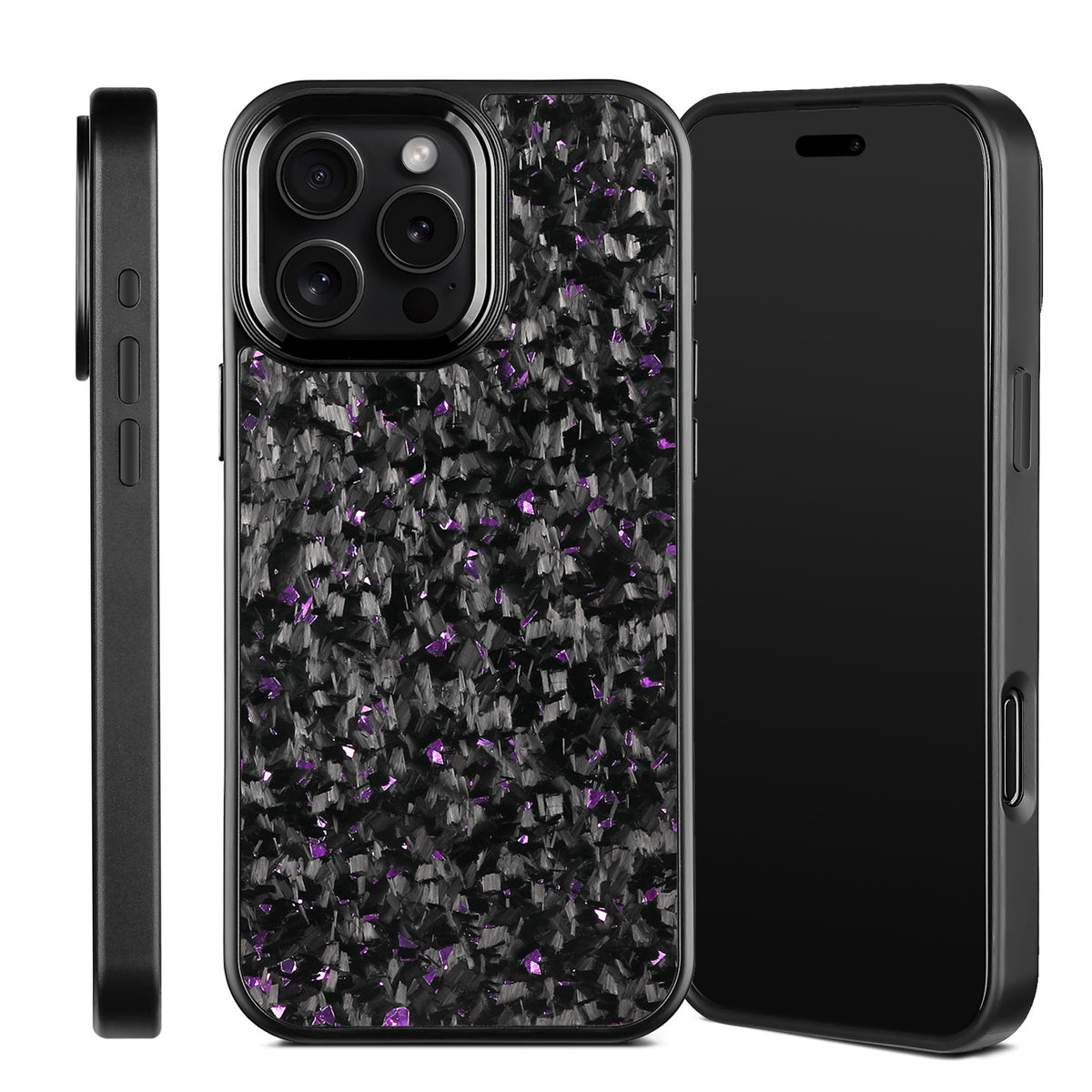 Boîtier de téléphone en métal noir forgé fibre de carbone