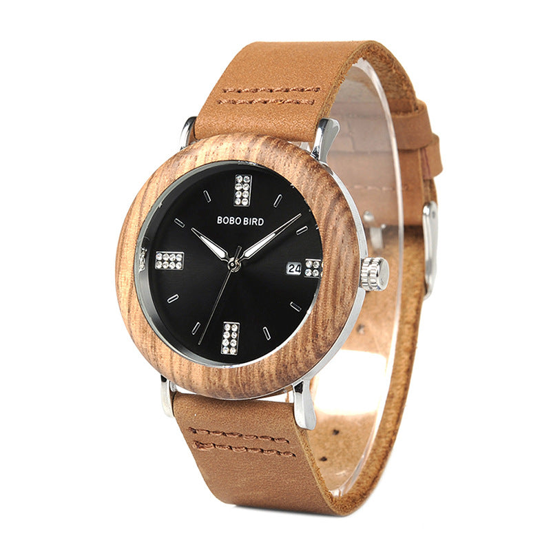 Homme et femme Minimaliste Casual Montre en bois rétro