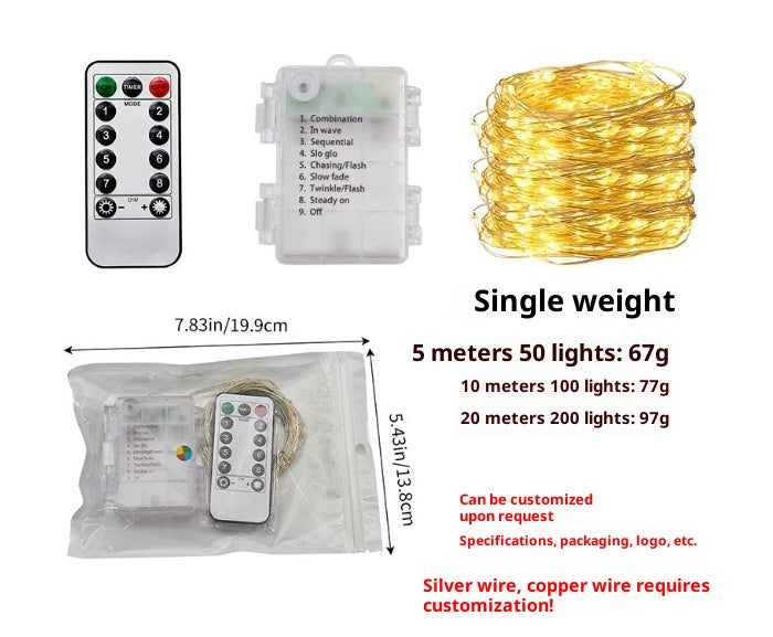 Chambre à distance étanche Année lumière extérieur Batterie Box Rideau lumineux jours fériés