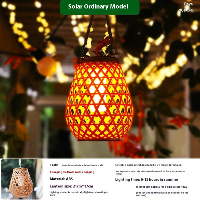Décoration de jardin solaire Bamboo Woven bougie lumières