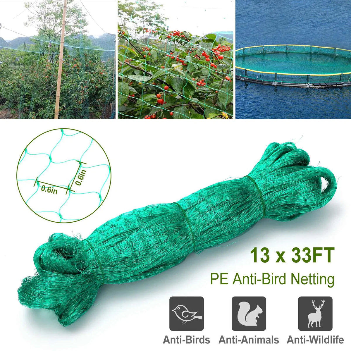 Filet de jardin de 13x33pieds lourd PE