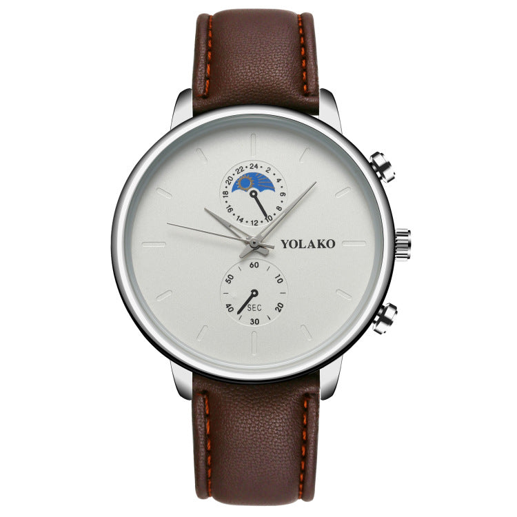 Ceinture en cuir deux yeux Ultra-fin Quartz montre homme