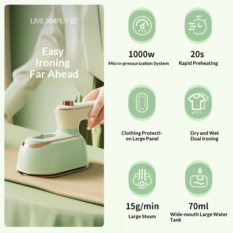Wet and Dry Dual-Use Foldable Handheld Garment Steamer and Iron