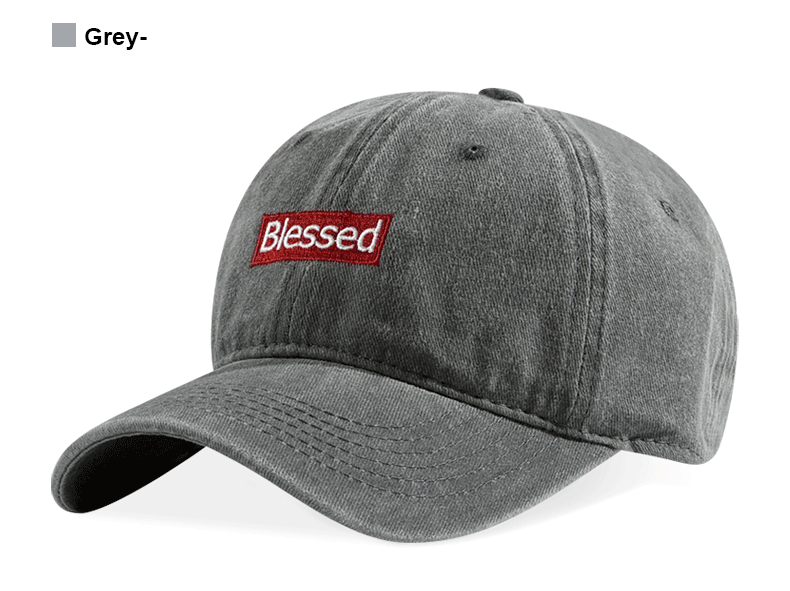 Vintage Lavé Bienheureux Brodé Casquette de Baseball Ajustable Unisexe Streetwear Chapeau de papa