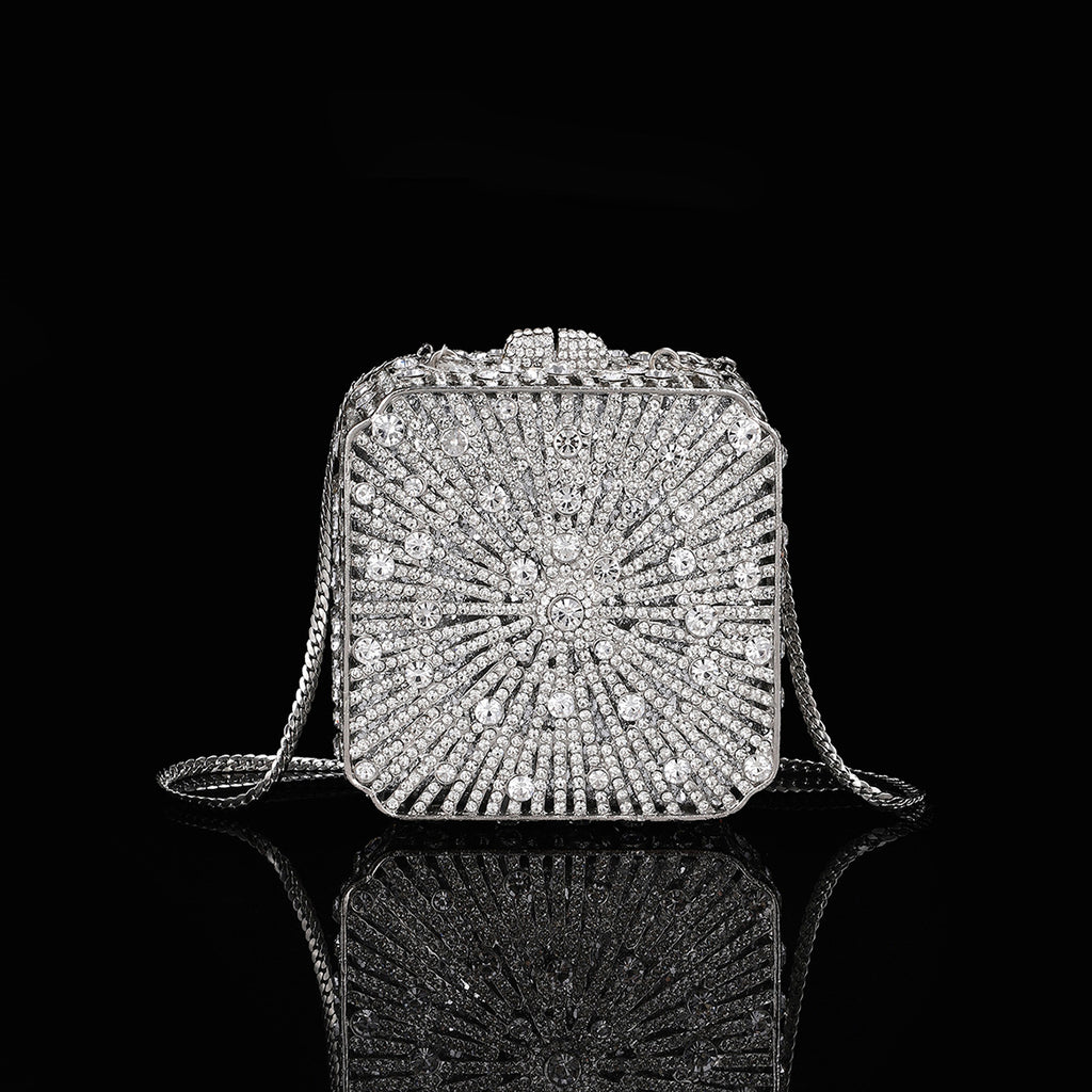 Sac de soirée en strass de bouteille de champagne brillant brillant haut de gamme