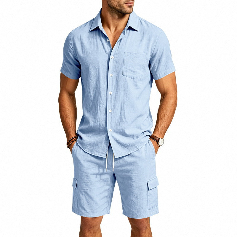 Hommes Linge de maison Chemise à manches courtes et ensemble de shorts de travail