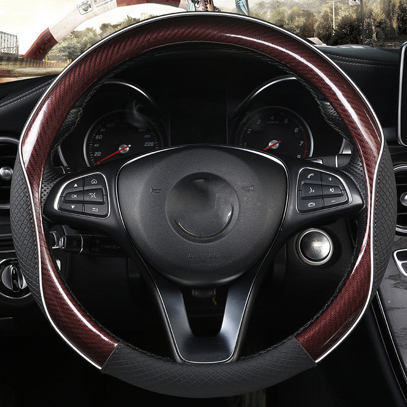 Couverture de volant de voiture Manche ronde Couverture fibre de carbone Texture