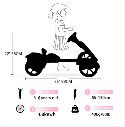 12V Pédale électrique pour enfants Go Kart
