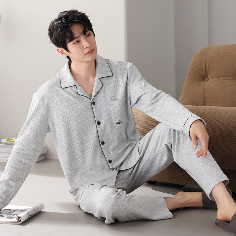 Ensemble de costumes à manches longues en coton pur minimaliste pour hommes