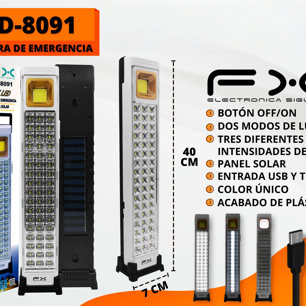 Lumière de secours de stockage d'énergie solaire avec deux lumières et trois niveaux de luminosité Usb/ty